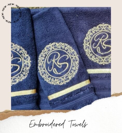 blue logo towel