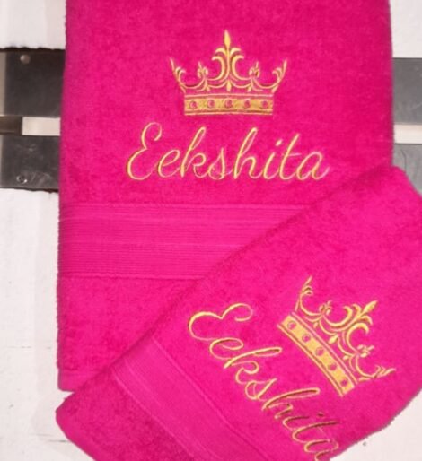 pink logo towel