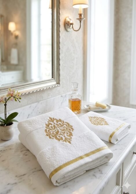 White Cotton Bath Towel Set (4 Pcs)