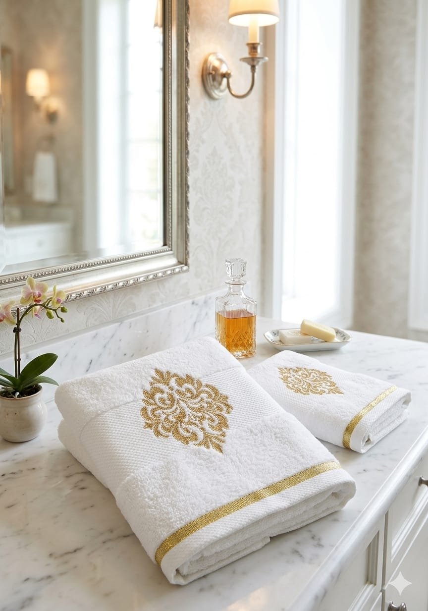 White Cotton Bath Towel Set (4 Pcs)