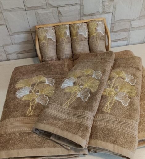 brown flower bath towel