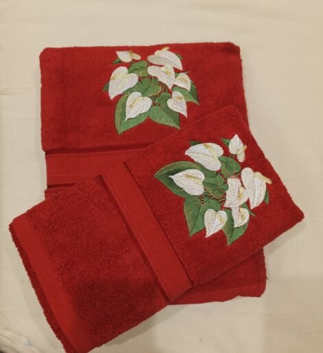 red bath towel